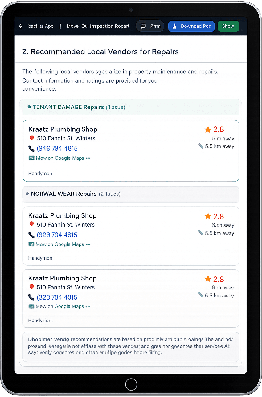 Landlord Inspect - Vendor Estimates