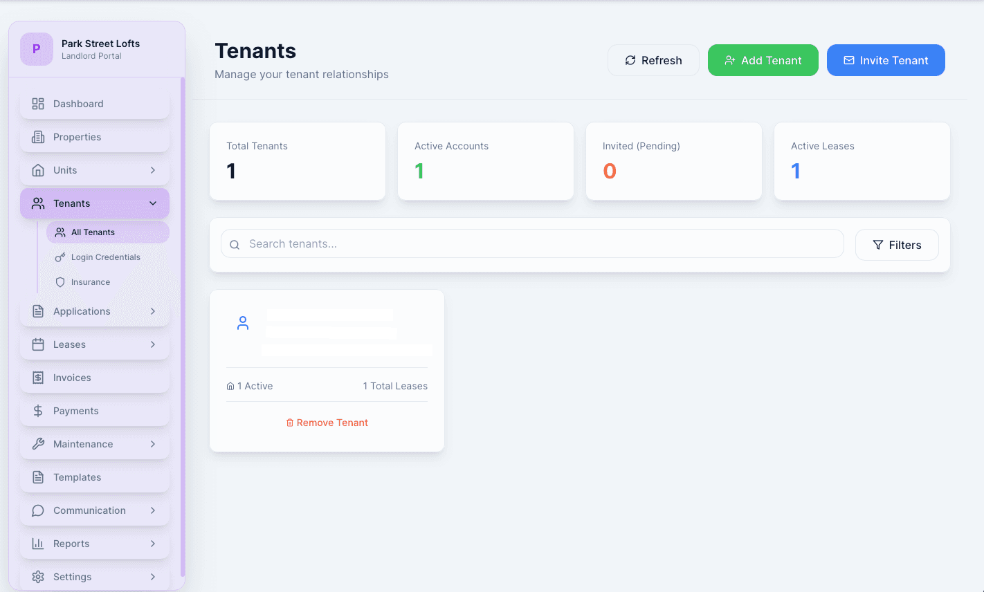 Tenant Directory and Management