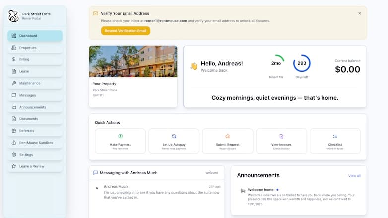 Tenant Portal Dashboard
