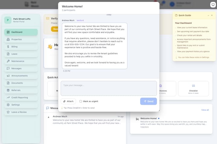 Communication interface screenshot