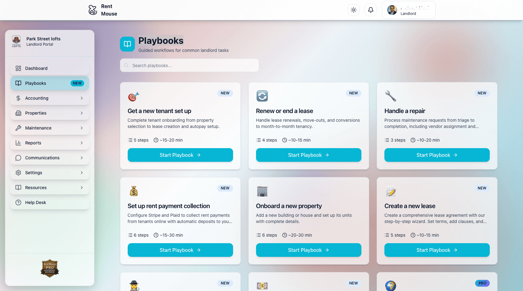 RentMouse Playbooks Interface