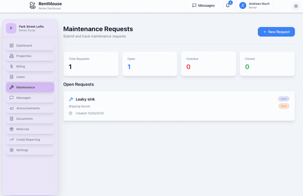Tenant Maintenance Requests